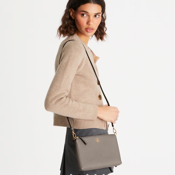 Tory Burch MERCER PEBBLED ZIP CROSSBODY Bag - Picture 5 of 11